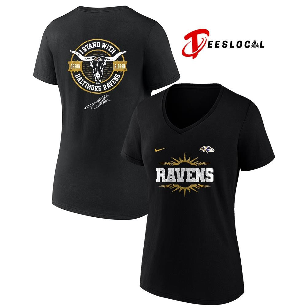 Baltimore Ravens x Jason Aldean I stand signature logo shirt
