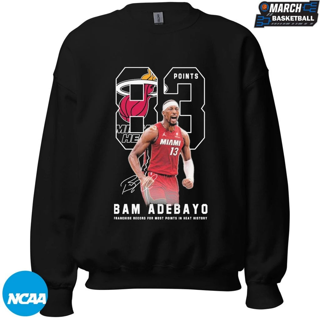 Bam Adebayo Miami Heat 83 Points Franchise Record For Most Points In Heat History Signature T-shirts
