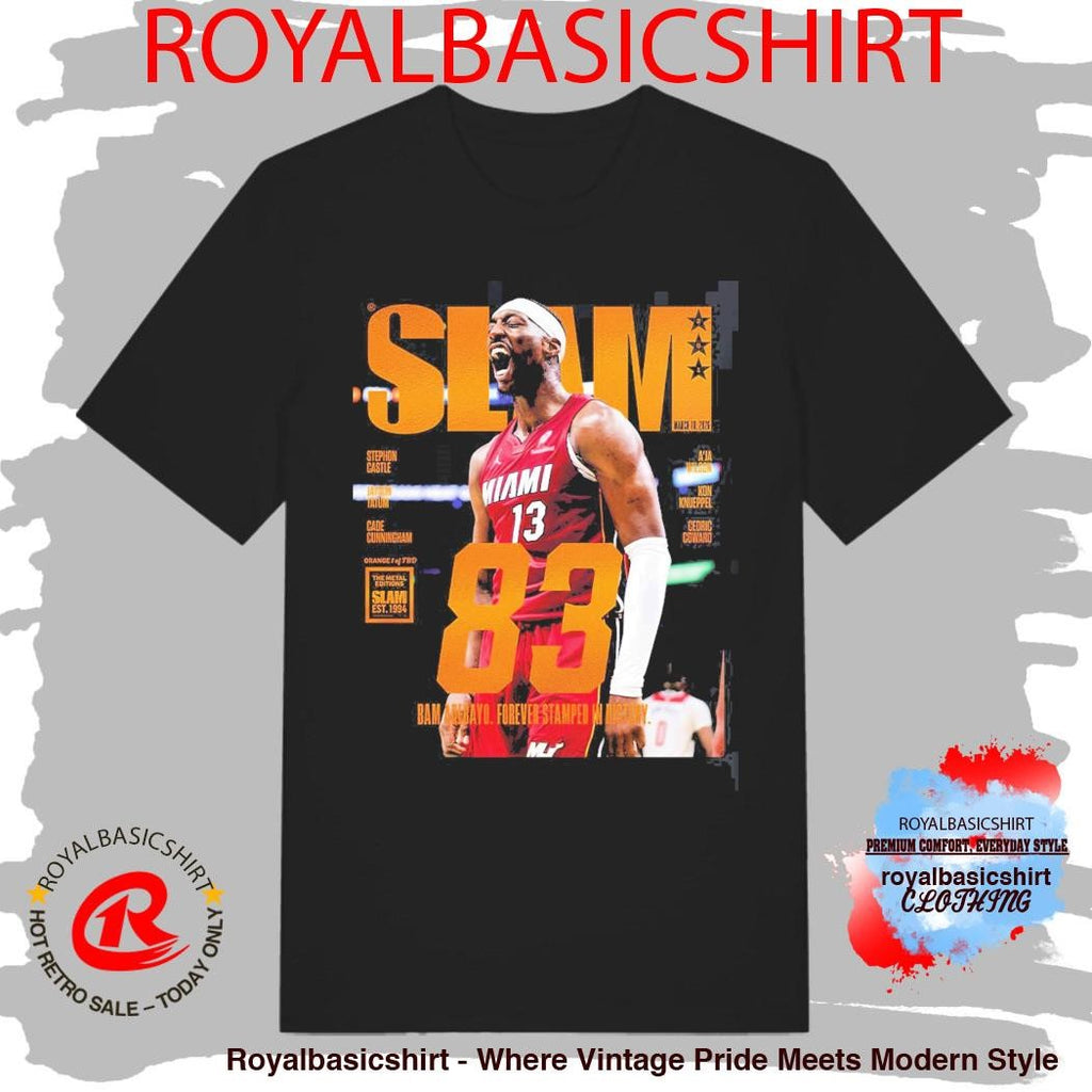 Bam Adebayo Miami Heat On The Cover Of SLAM 261 83 Points Forever Stamped In History Orange Metal Edition T-Shirt