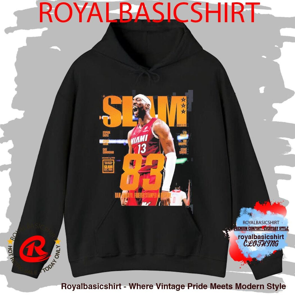 Bam Adebayo Miami Heat On The Cover Of SLAM 261 83 Points Forever Stamped In History Orange Metal Edition T-Shirt