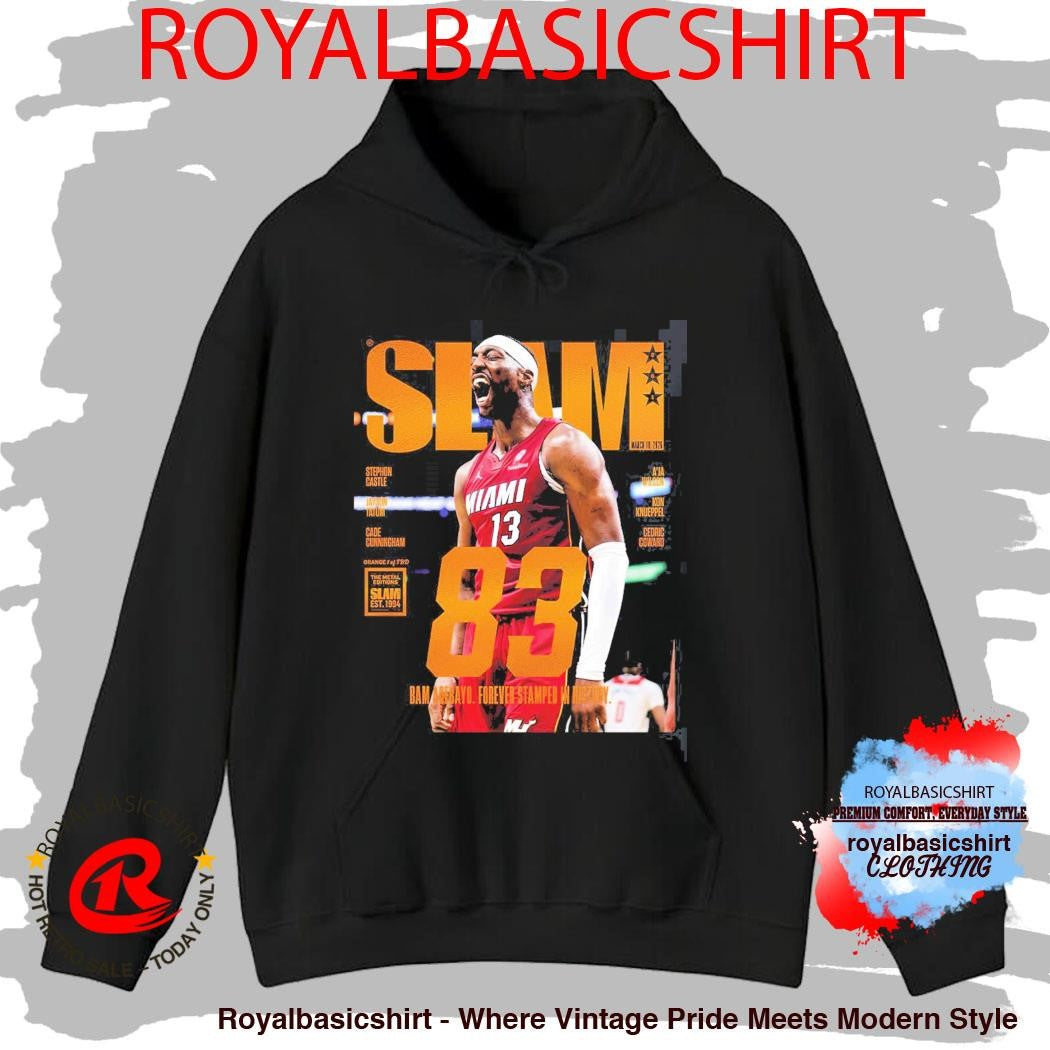 Bam Adebayo Miami Heat On The Cover Of SLAM 261 83 Points Forever Stamped In History Orange Metal Edition T-Shirt