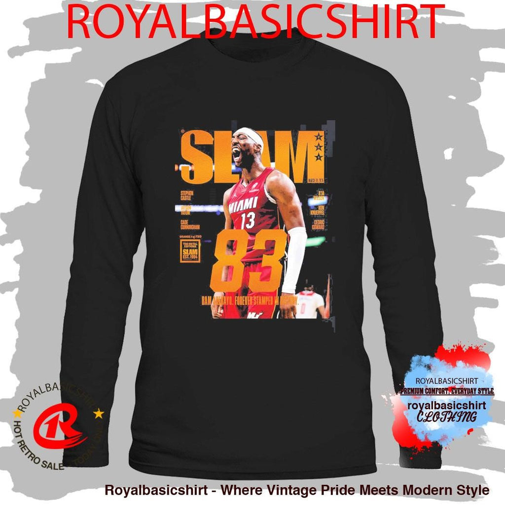 Bam Adebayo Miami Heat On The Cover Of SLAM 261 83 Points Forever Stamped In History Orange Metal Edition T-Shirt
