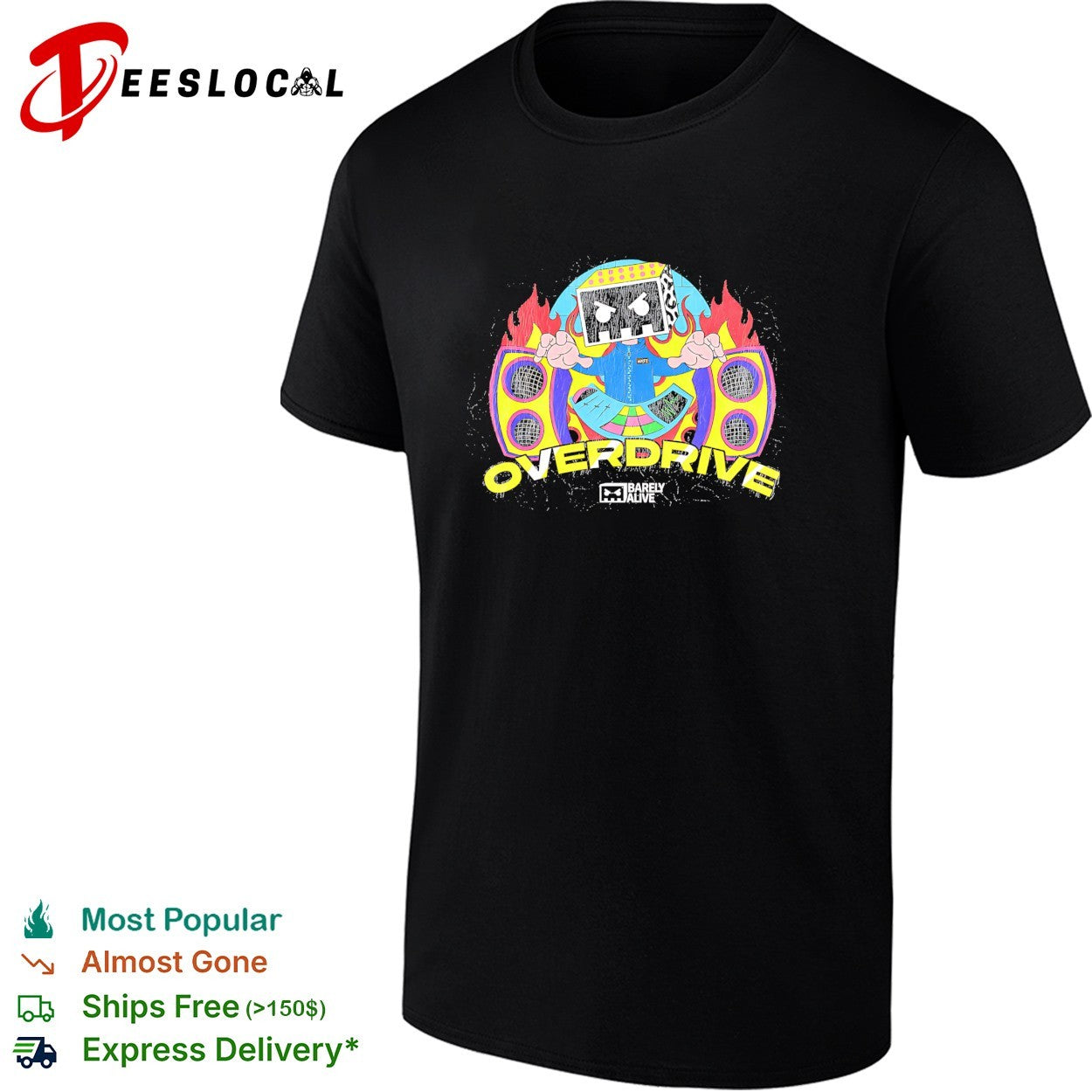 Barely Alive Overdrive DJ robotic head shirt