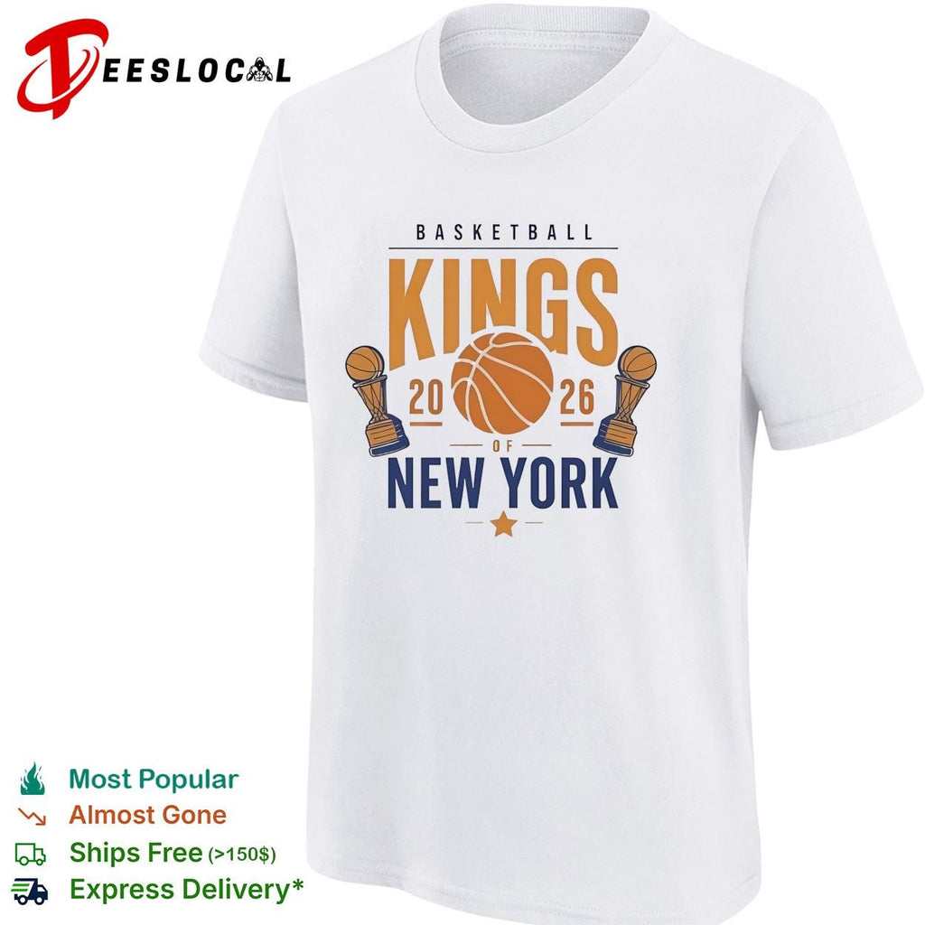 Basketball Kings of New York Knicks 2026 dual trophy logo shirt