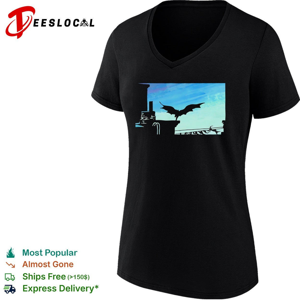 Batman Gotham City Silhouette Skyline Night Winged Vigilante DC Comics shirt