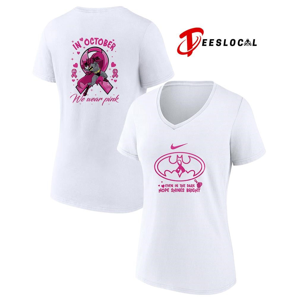 Batman event in the dark hope shines bright in october we wear pink graphic shirt