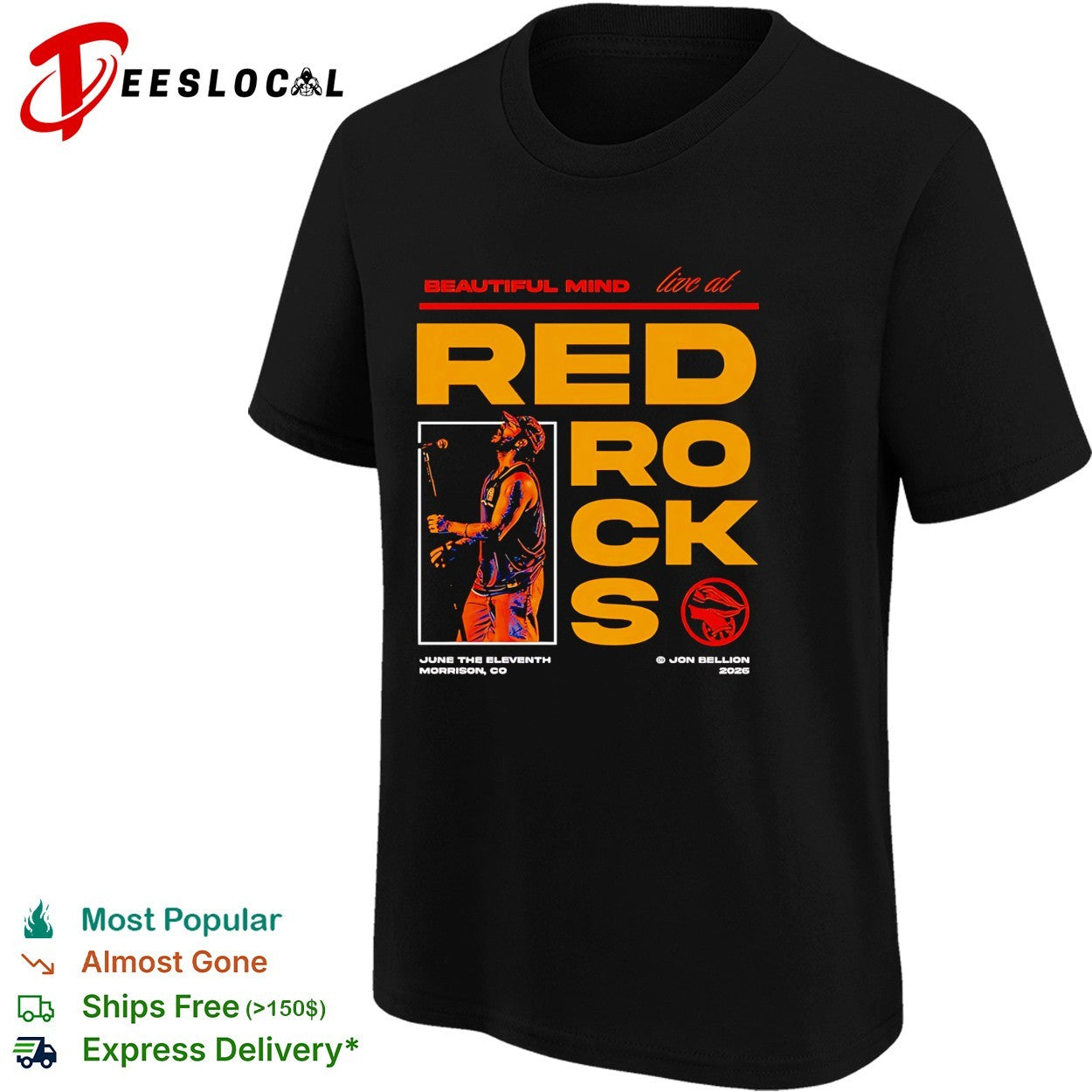 Beautiful Mind live Red Rocks Morrison Colorado June 11 2026 concert shirt