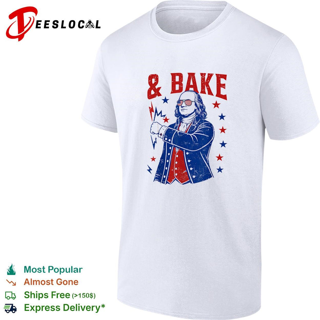 Benjamin Franklin and bake USA glasses shirt