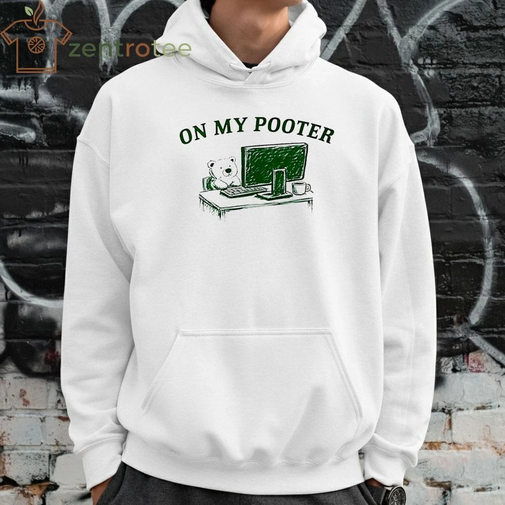Best On My Pooter Bear Cartoon computer tee