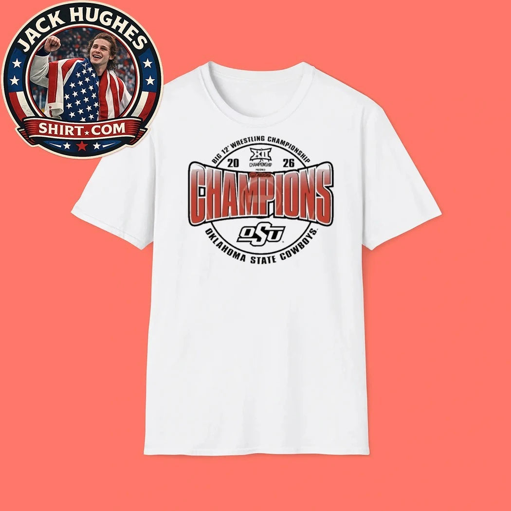 Big 12 Wrestling Champions Oklahoma State Cowboys 2026 Logo T-Shirt