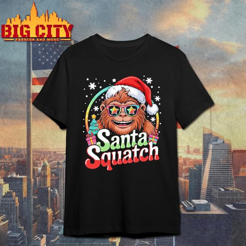 Bigfoot Santa Funny Christmas Xmas Sasquatch Santa Squatch Shirt