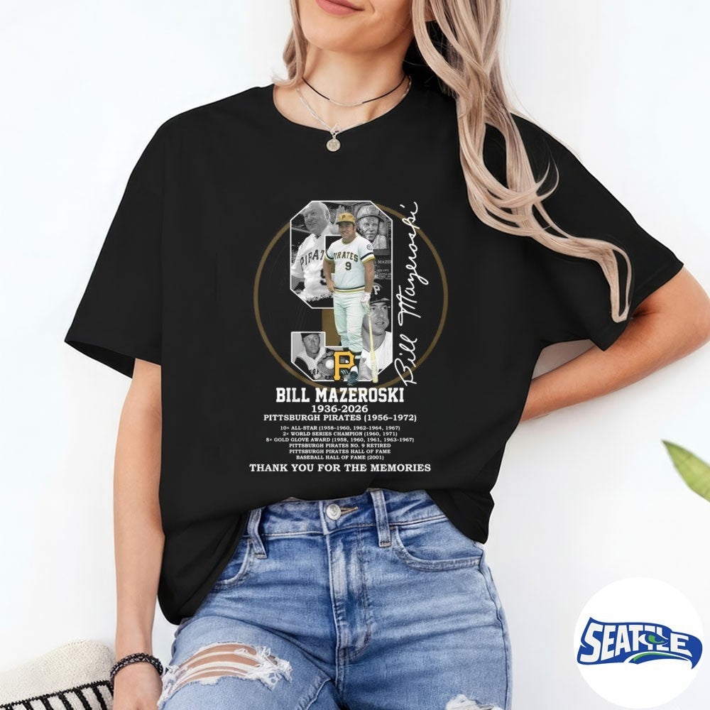 Bill Mazeroski 1936-2026 Signature Pittsburgh Pirates Thank You For The Memories shirt