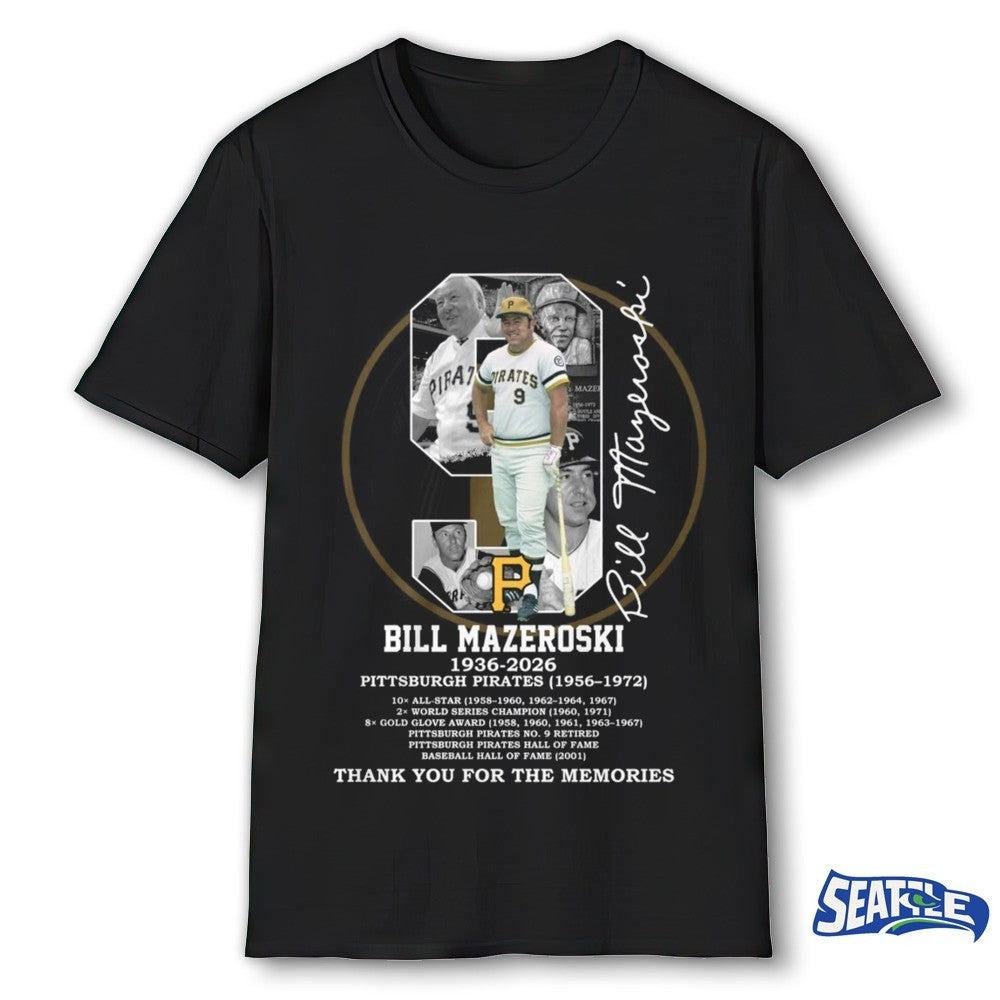 Bill Mazeroski 1936-2026 Signature Pittsburgh Pirates Thank You For The Memories shirt