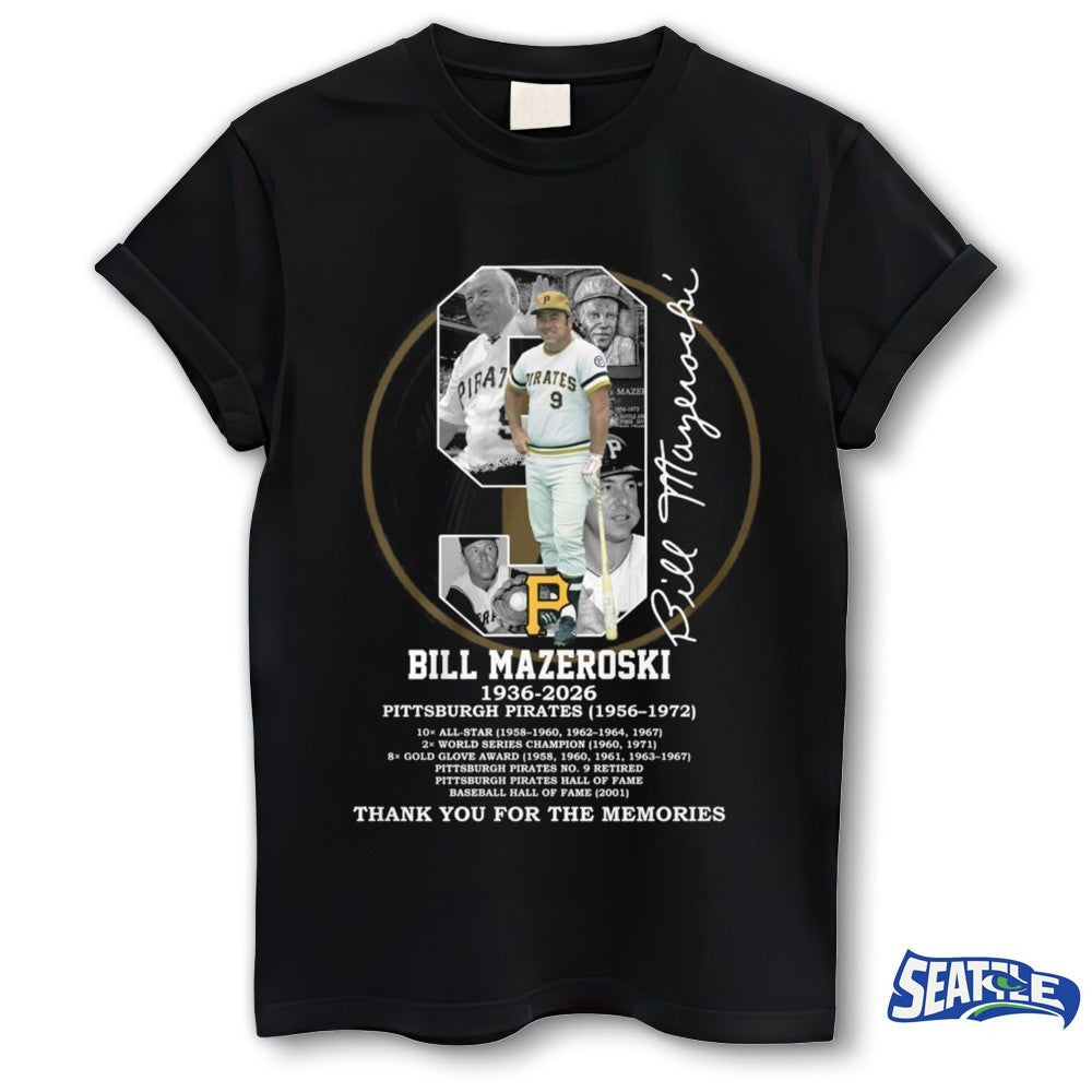 Bill Mazeroski 1936-2026 Signature Pittsburgh Pirates Thank You For The Memories shirt