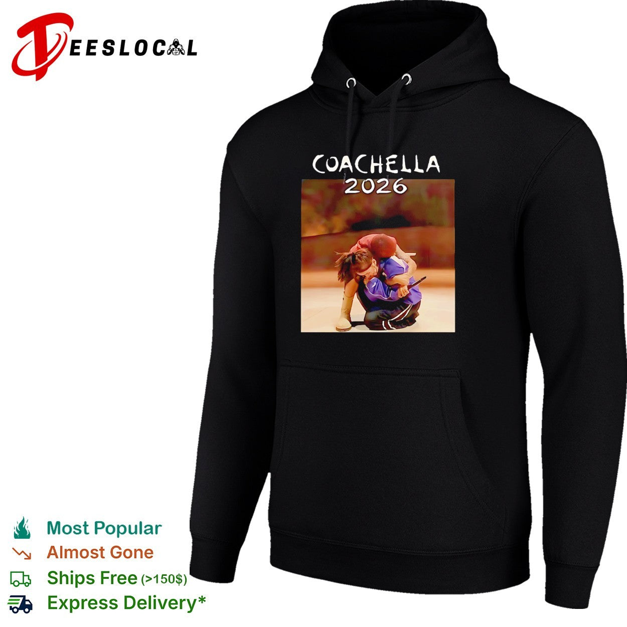 Billie Eilish Coachella 2026 stage hug shirt