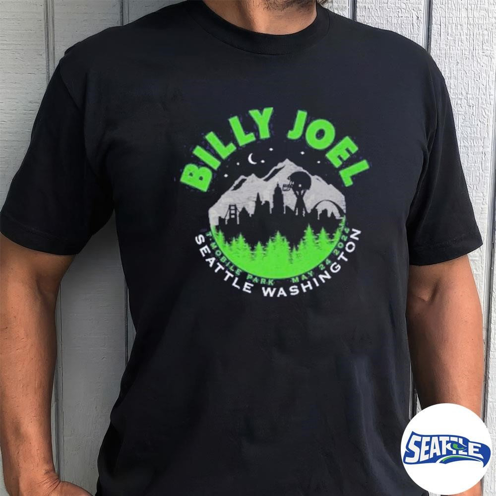 Billy Joel New Special Edition Seattle Wa Skyline 5-24-24 Event Navy shirt
