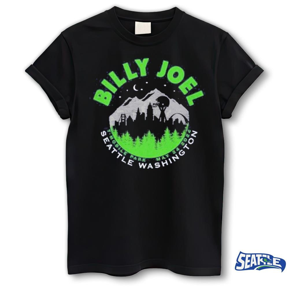 Billy Joel New Special Edition Seattle Wa Skyline 5-24-24 Event Navy shirt