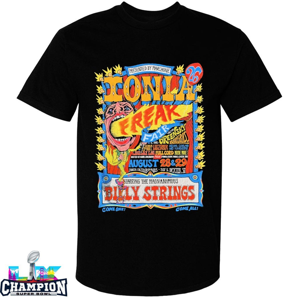 Billy Strings Come One Come All In Ionia Freak Fair MI At The Ionia County Fairgrounds August 28 29 2026 Starring T-Shirts