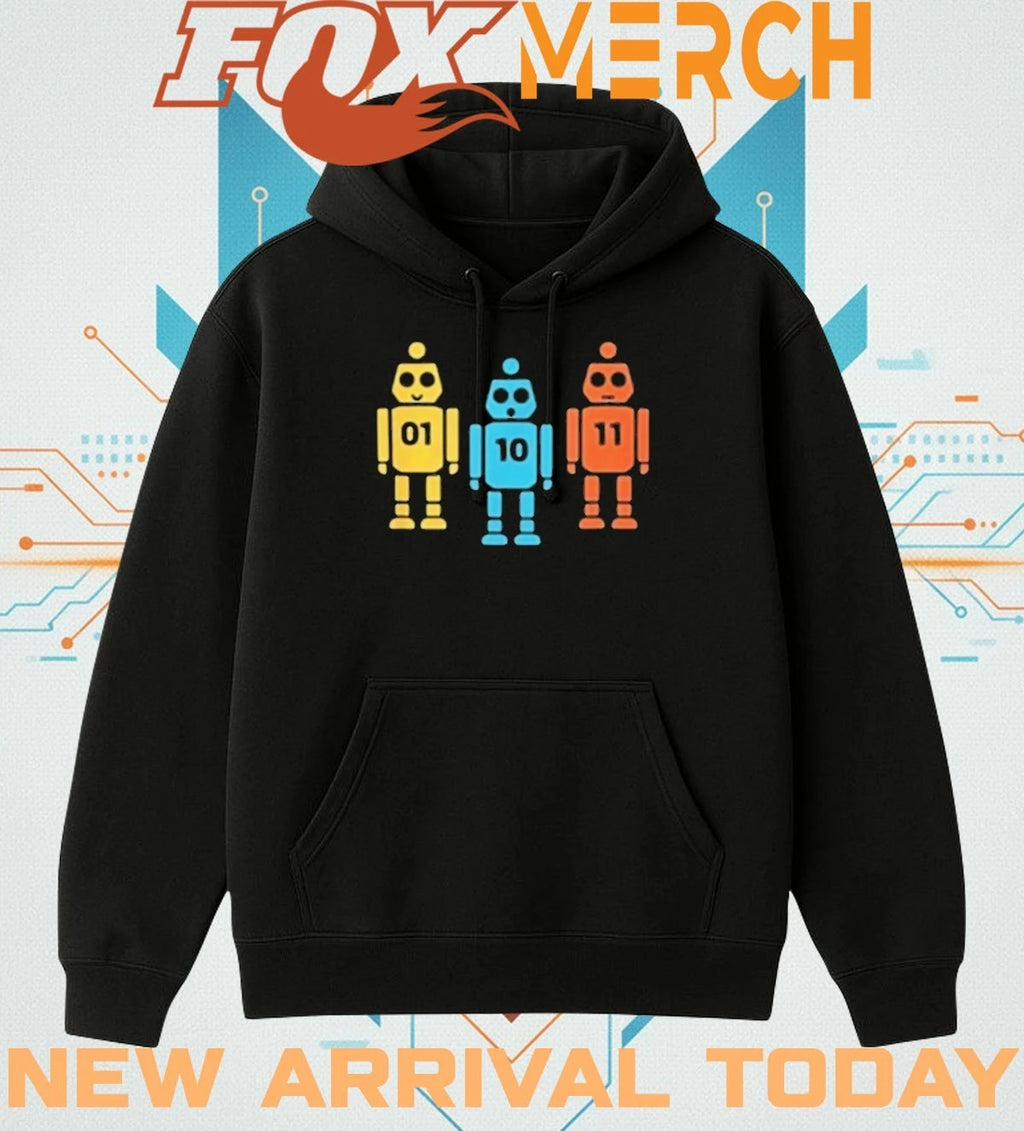 Binary 01 10 11 robot t-shirt