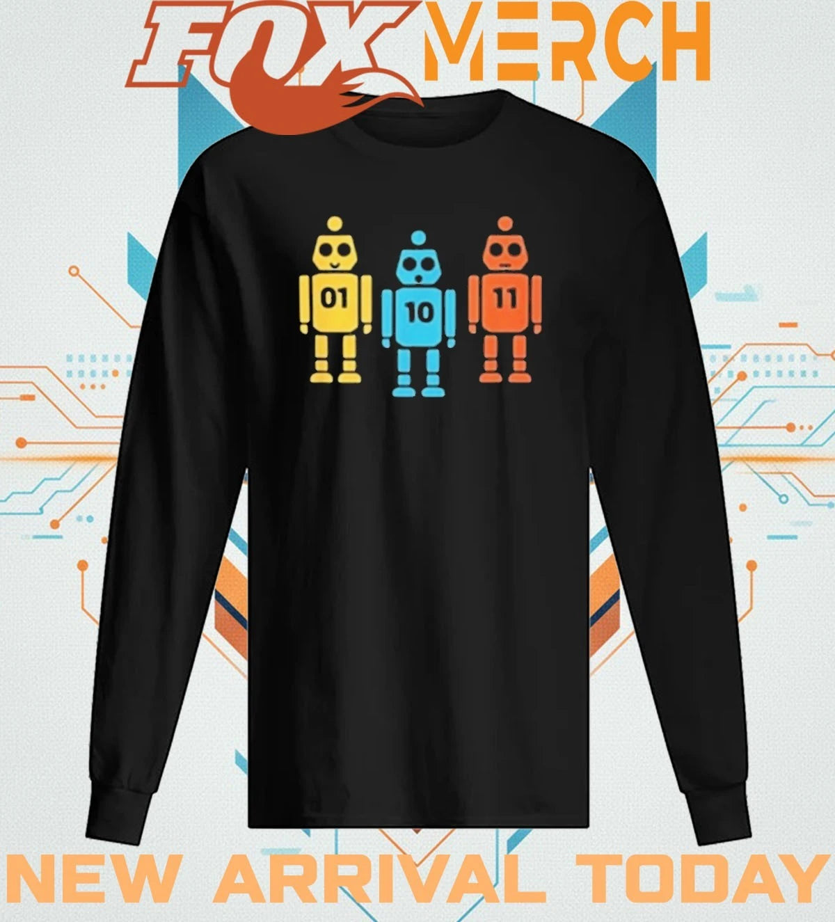 Binary 01 10 11 robot t-shirt