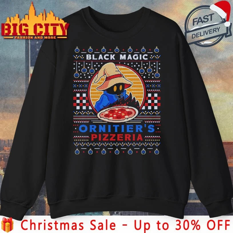 Black Magic Ornitier Pizzeria Ugly christmas shirt