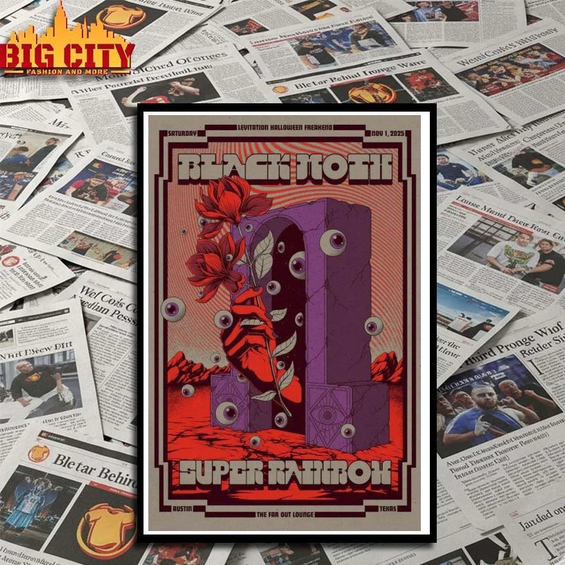 Black Moth Super Rainbow Nov 01, 2025 Far Out Lounge &amp; Stage, Austin, TX Poster shirt