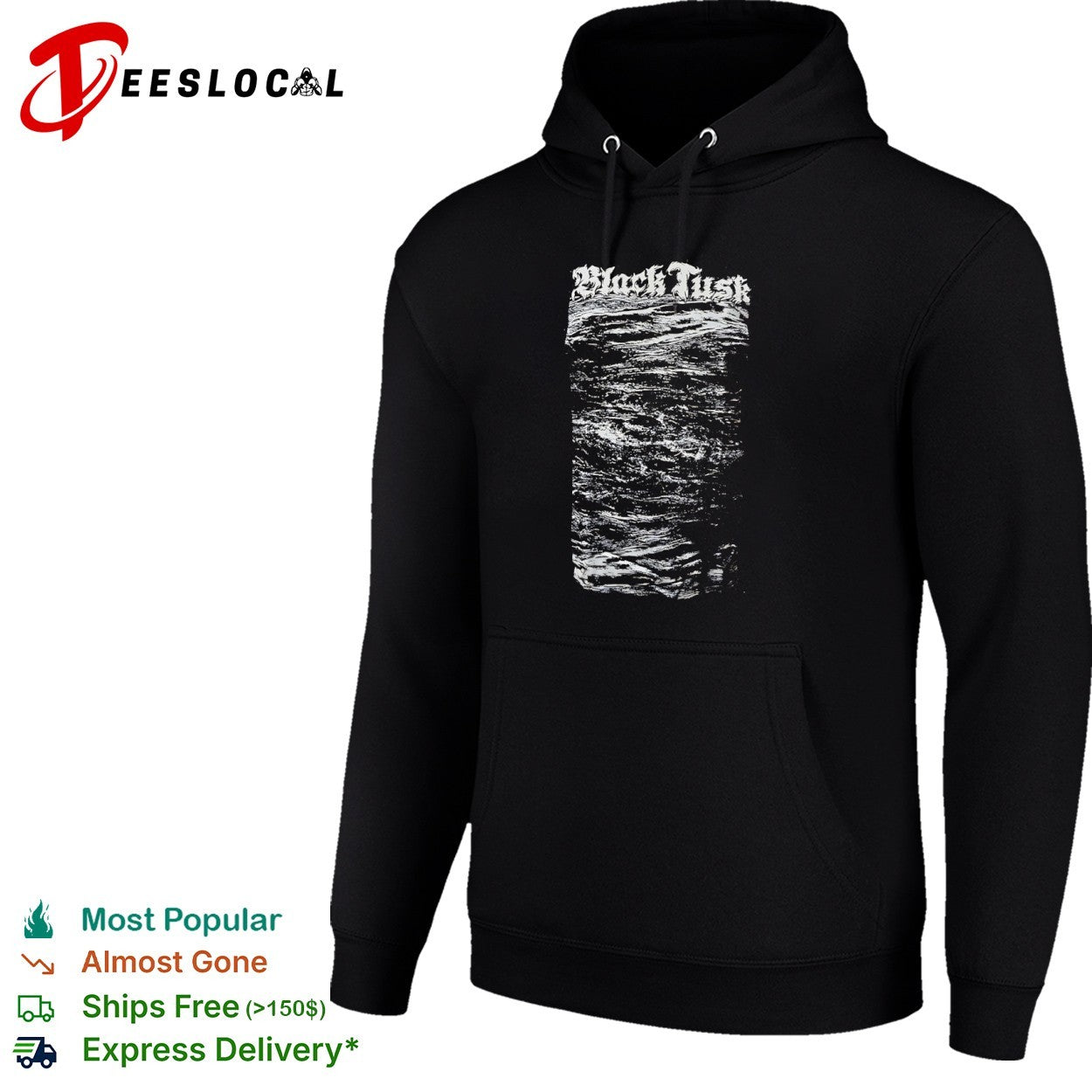 Black Tusk Band Logo and Abstract Wave Texture Heavy Metal Music shirt