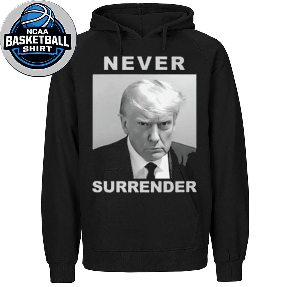 Black White Trump Mugshot Never Surrender Shirt