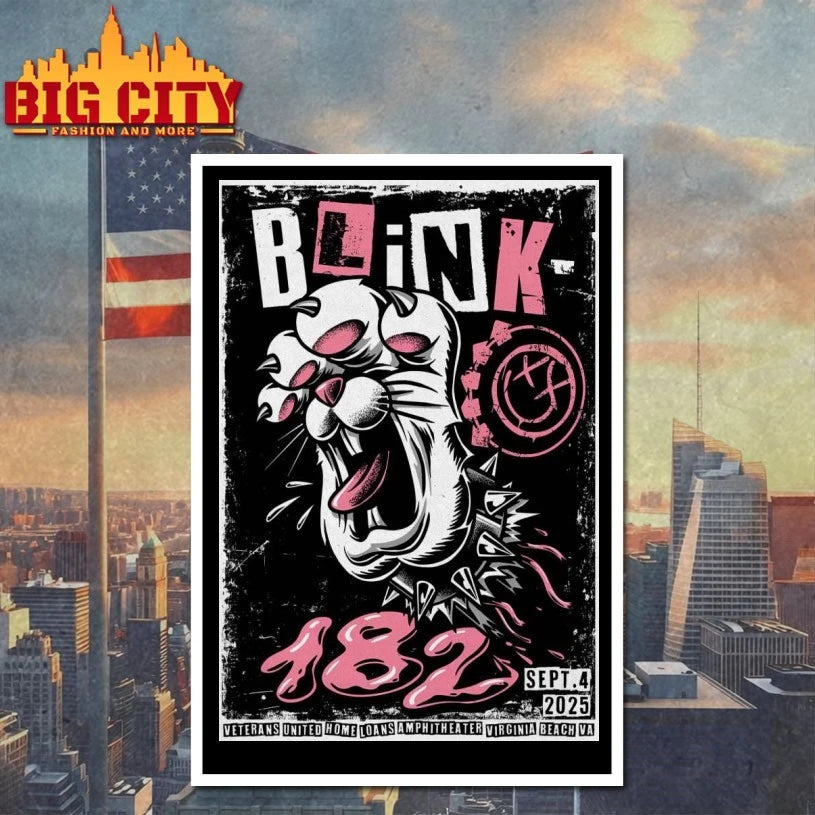 Blink 182 Sept 4 2025 Veterans United Home Loans Amphitheater In Virginia Beach VA Poster Shirts