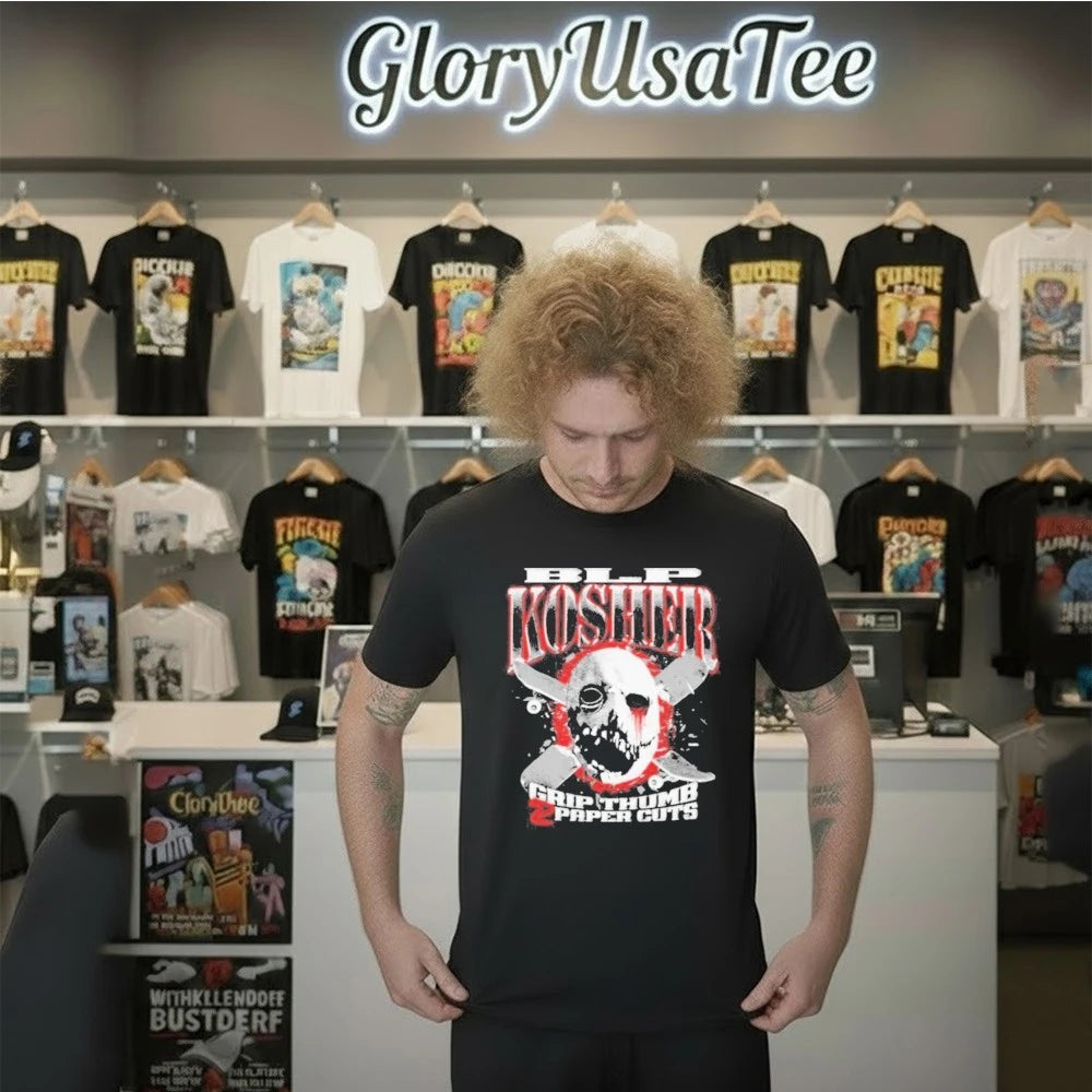 Blp Kosher Merch Store Grip Thumb 2 Paper Cuts Shirt