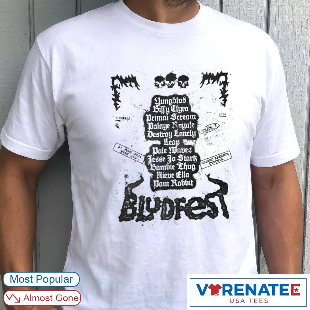 Bludfest 2026 in Milton Keynes, UK, to the Czech Republic Yungblud Biffy Clyro and Primal Scream shirt