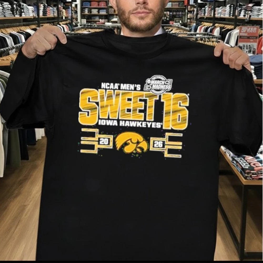 Blue 84 Iowa Hawkeyes Black 2026 NCAA Men’s Basketball Sweet 16 Bound Shirt