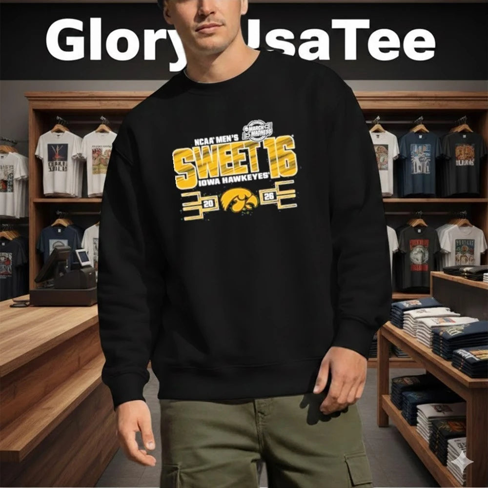 Blue 84 Iowa Hawkeyes Black 2026 NCAA Men’s Basketball Sweet 16 Bound Shirt