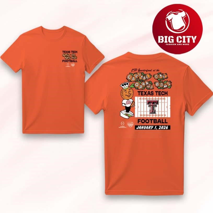 Blue 84 Texas Tech Red Raiders Orange 2026 Orange Bowl Two Sided Shirt