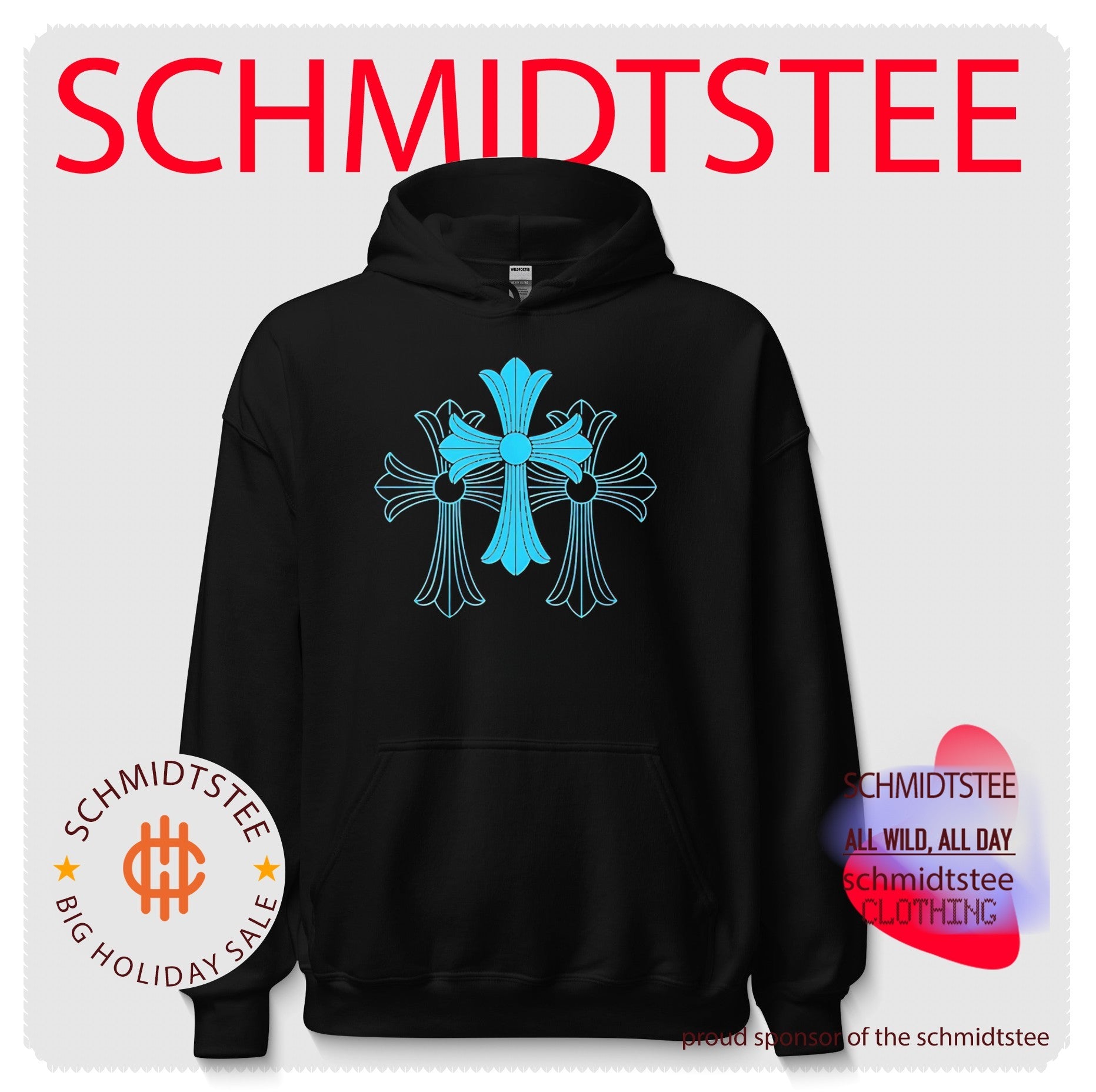 Blue Chrome Heart Cross Streetwear Luxury Fashion shirt