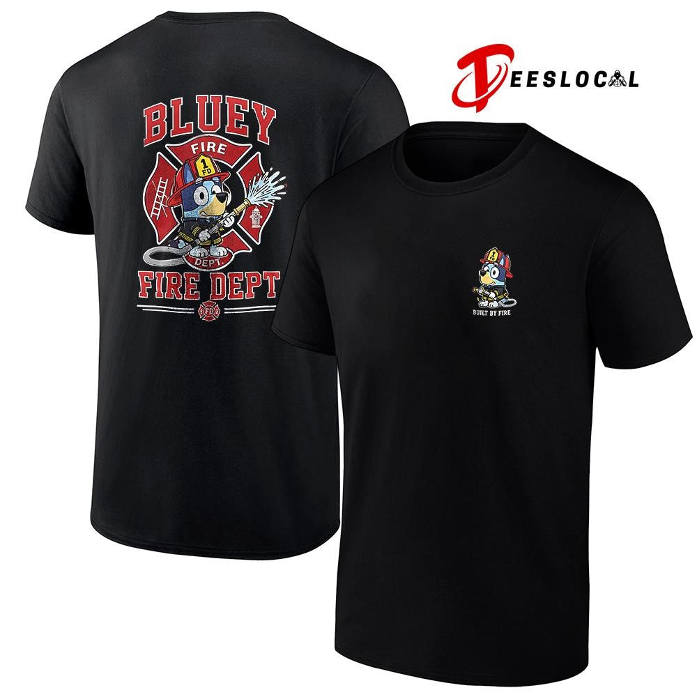 Blue Dog built by fire graphic shirt