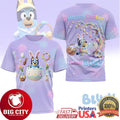 Bluey Hoppy Easter From Bluey Pastel Bunny Egg Purple Two Sided Shirt