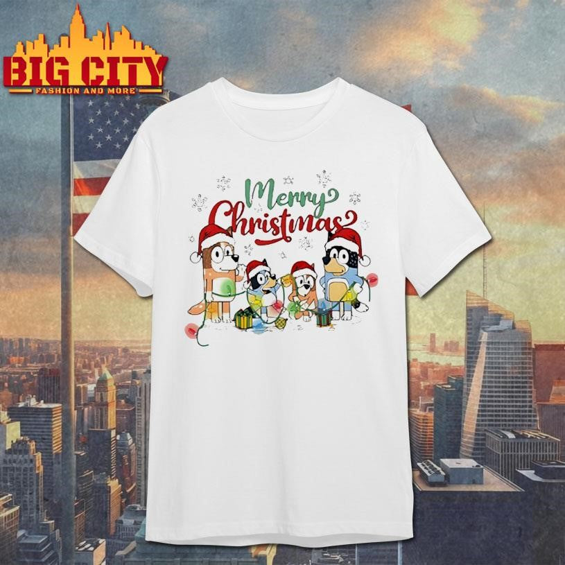 Bluey Merry Christmas Family Cartoon Characters Shirt