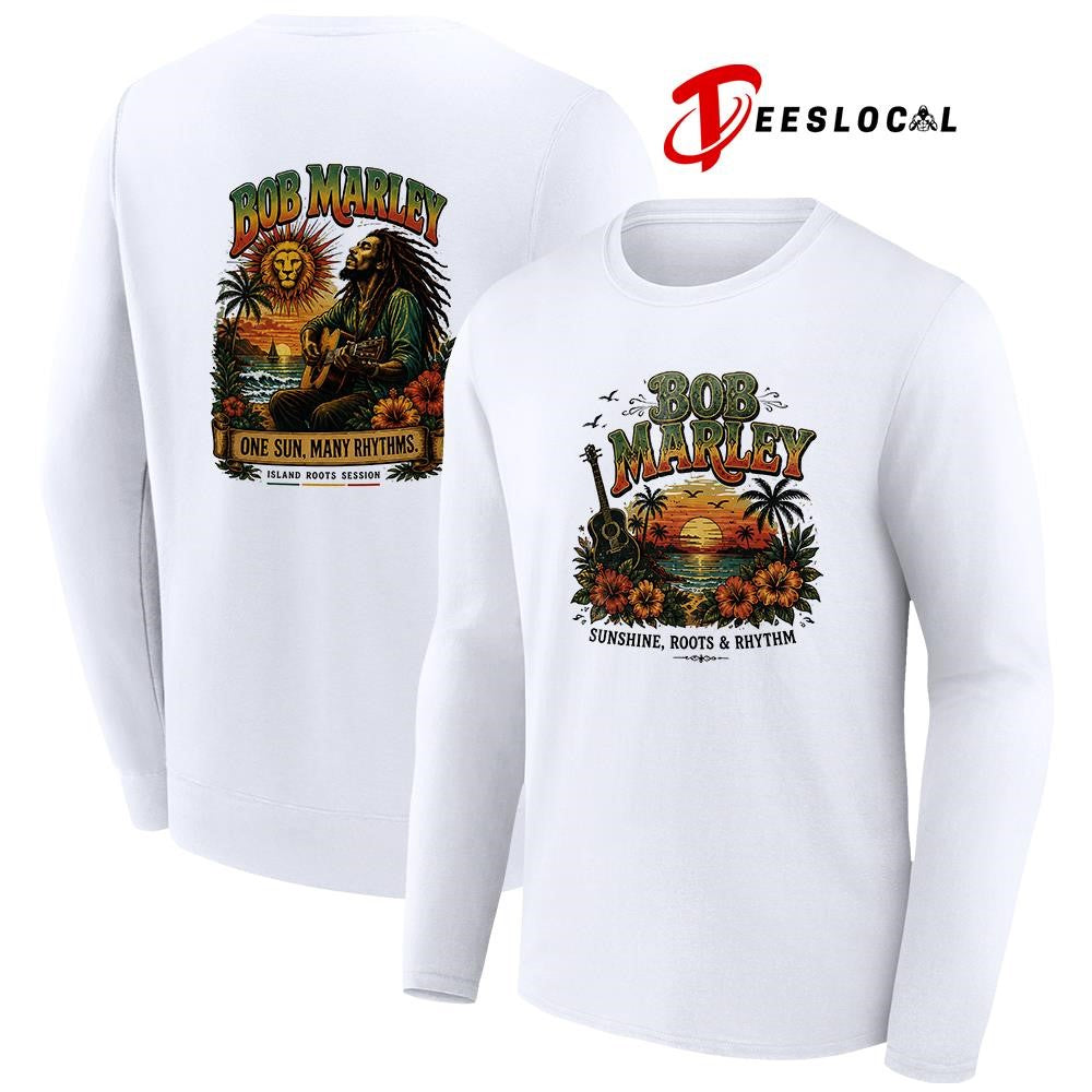 Bob Marley sunshine roots and rhythm one sun many rhythms graphic shirt