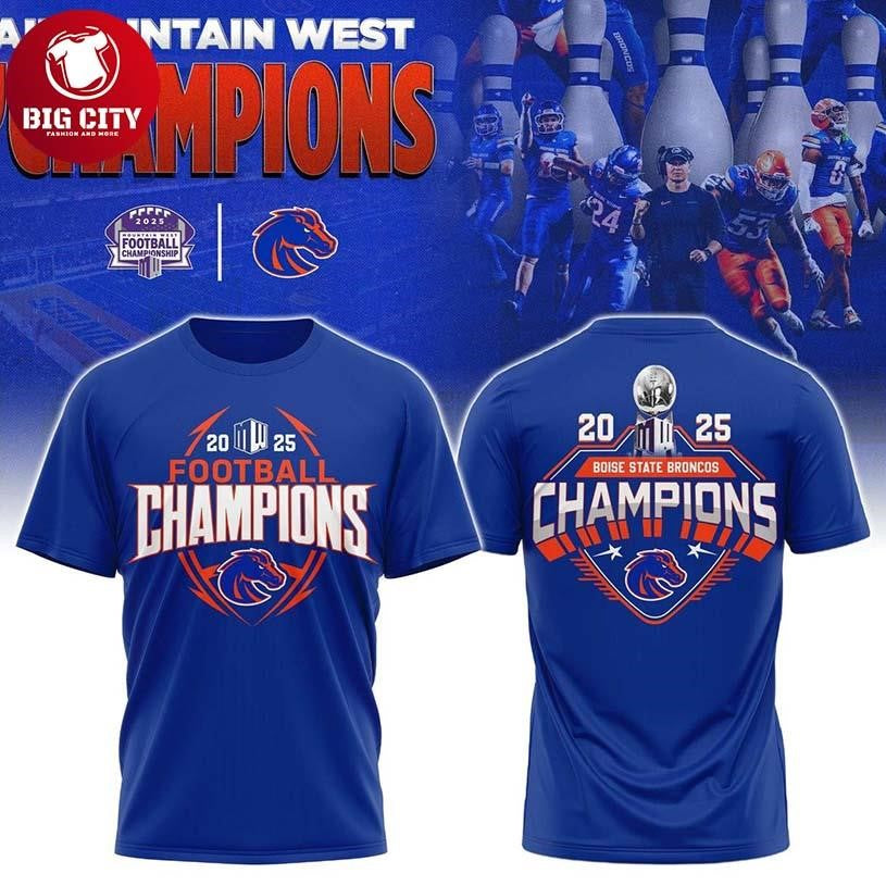 Boise State Broncos Mountain West Champions 2025 Two Sided shirt