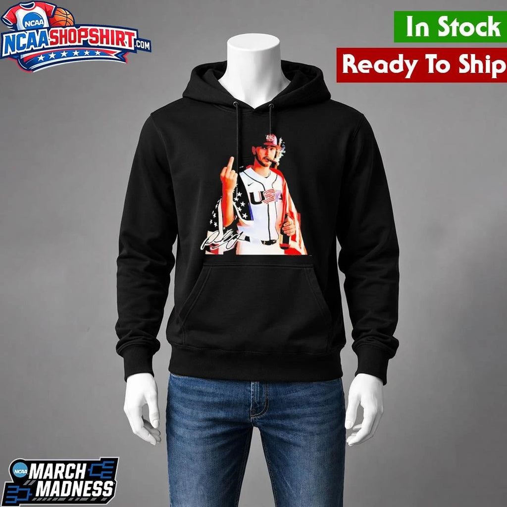 Bold Paul Skenes USA Baseball Smoking And Middle Finger Shirt