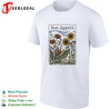 Bon Appetit snail on leaf with poppies and sunflowers vintage illustration shirt