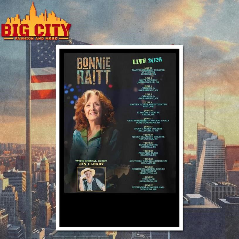 Bonnie Raitt Live 2026 Tour Shirt