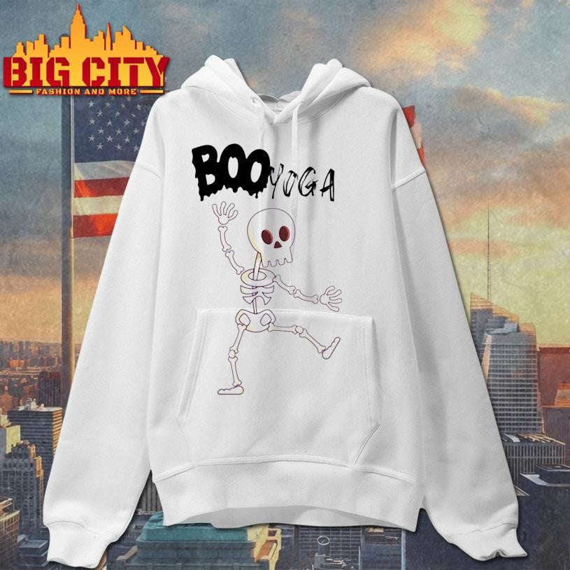 Booyoga Dancing Skeleton Yoga Halloween Design Boxy Shirt