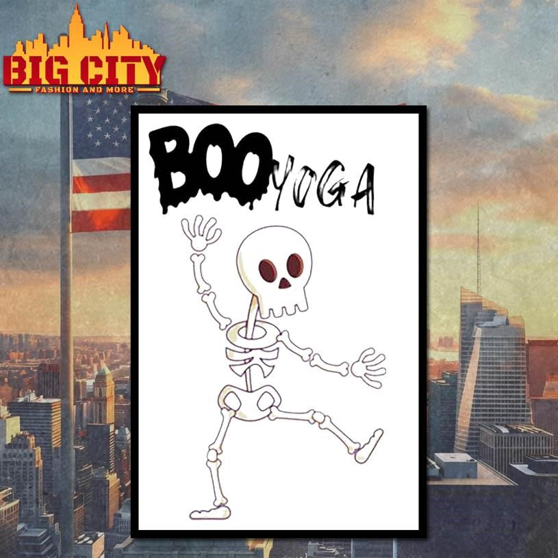 Booyoga Dancing Skeleton Yoga Halloween Design Boxy Shirt