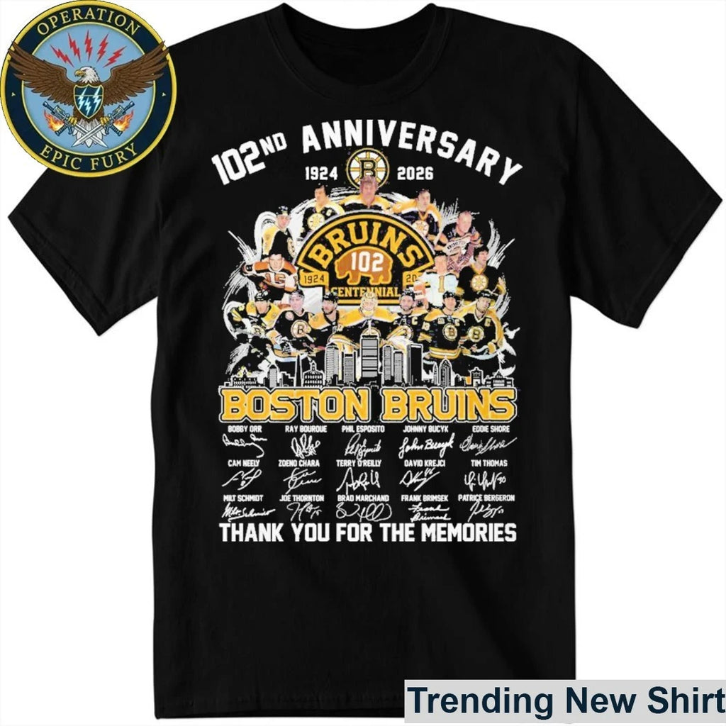 Boston Bruins 102nd Anniversary Centennial 1924 2026 Thank You For The Memories Signatures Shirt