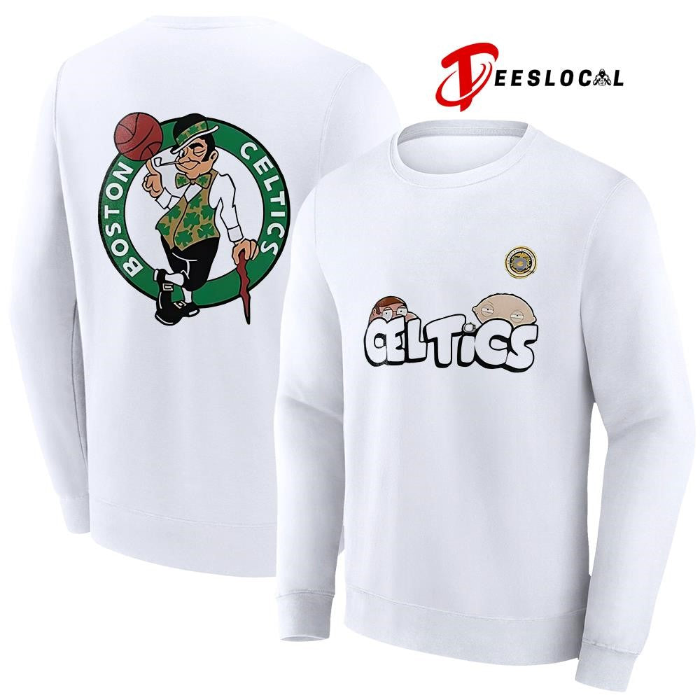 Boston Celtics x Family Guy cartoon mascot shirt