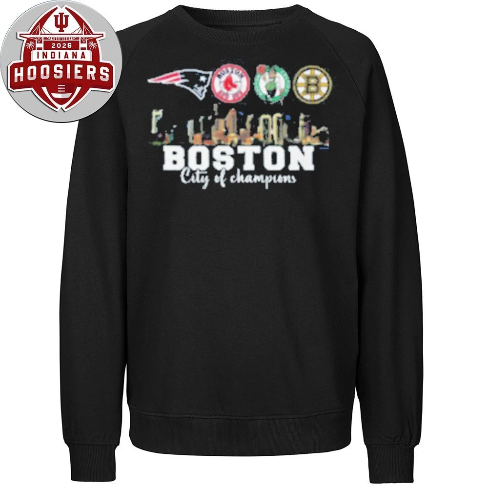 Boston City of Champions Skyline Sports Teams Logo T-Shirt