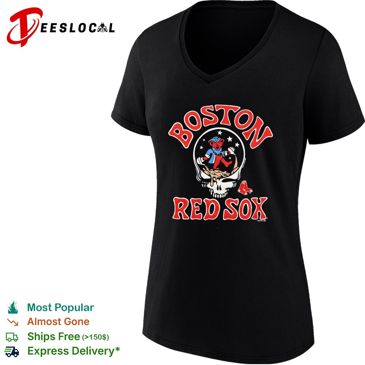 Boston Red Sox x Grateful Dead skull jester MLB graphic shirt