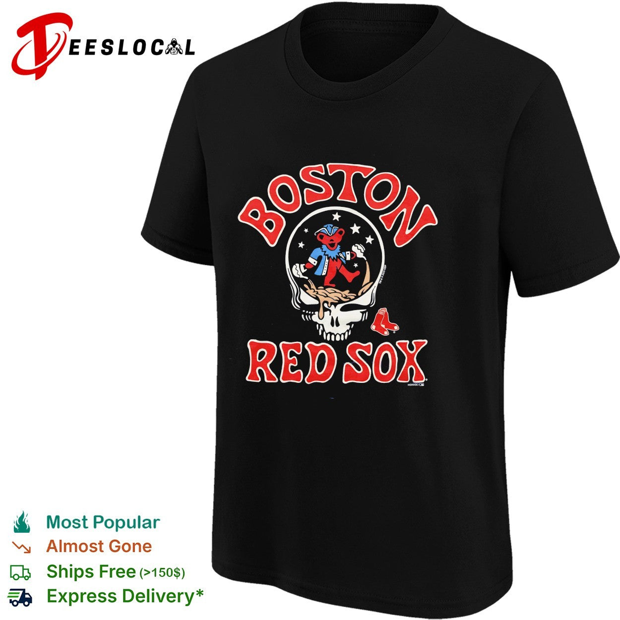 Boston Red Sox x Grateful Dead skull jester MLB graphic shirt